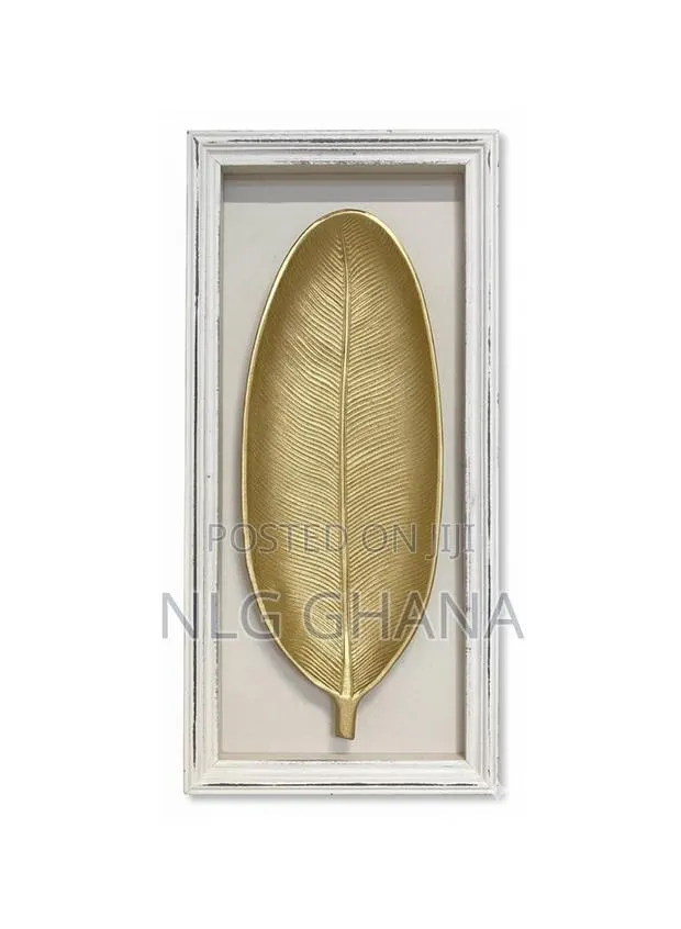Golden Leaf Wall Art Wooden Frame | Modern 3d Leaf. Ghx7537 · Photo 1