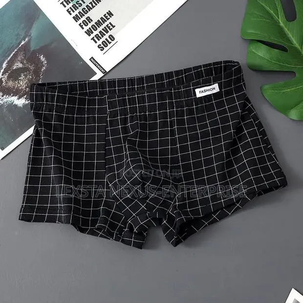 Stripped Cotton Boxer Shorts - Black Navy Blue · Photo 1