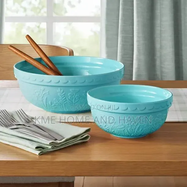 Member’s Mark 2-Piece Floral Ceramic Prep Serve Bowls – Green · Photo 1