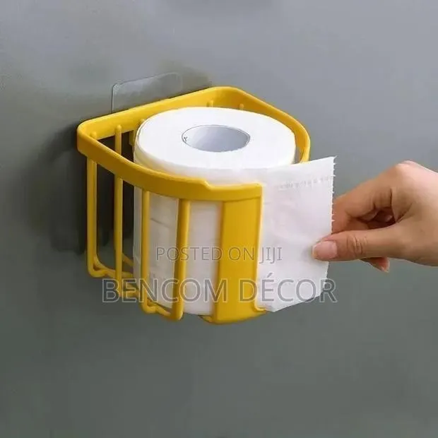 Toilet Paper Shelf Bathroom Kitchen Tissue Box Wall-Mounted-White · Photo 1
