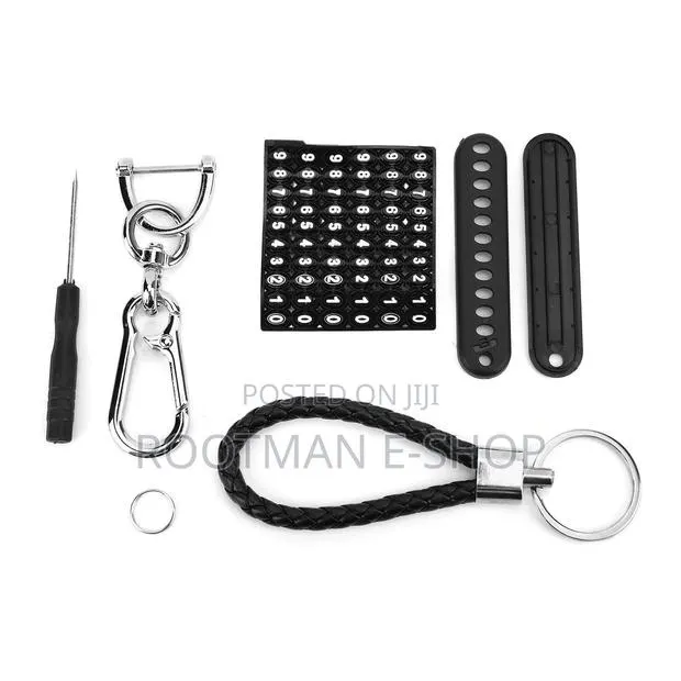 Anti-Lost Phone Number Plate Pendant Car Keychain Key Ring Keyring · Photo 1