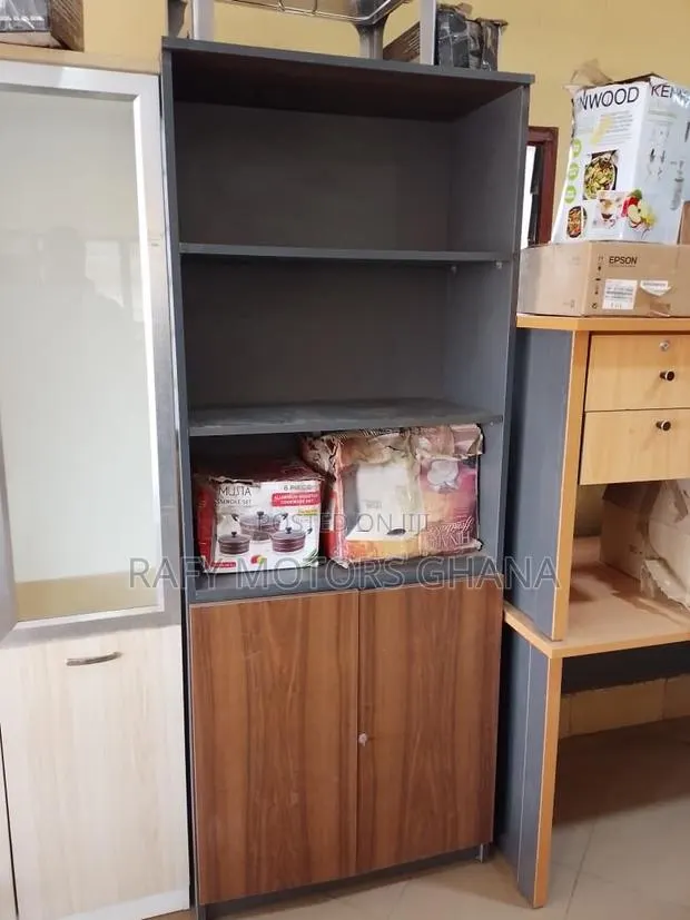 Modern 3 Open Shelves Storage Cabinet With 2-Door Cupboard · Photo 1