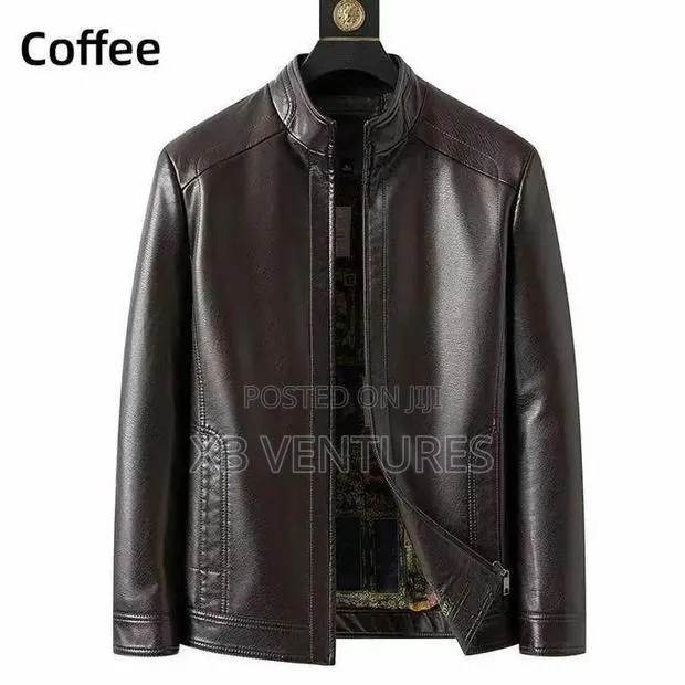 Windproof Leather Jacket-Coffee · Photo 1