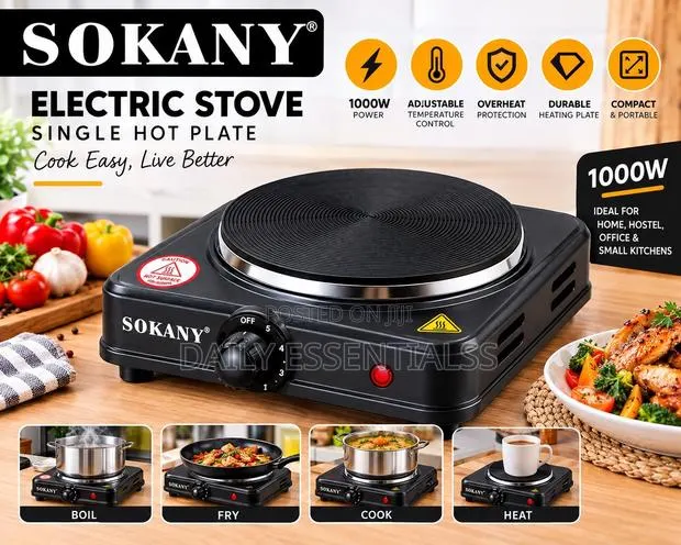 Sokany Portable Electric Stove – 1000W