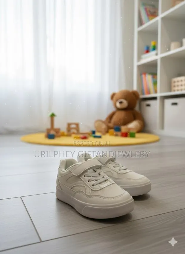 Kids Triple White Sporty Sneakers – Clean Classic · Photo 1