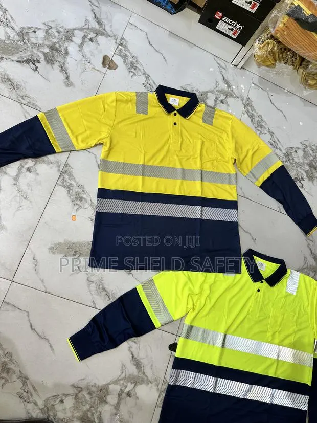 High Visibility Reflective Long-Sleeve Polo Work Shirt · Photo 1