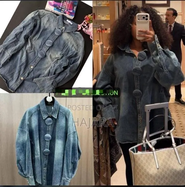 Designer-Style Loose Fit Denim Button-Down Shirt Jacket · Photo 1