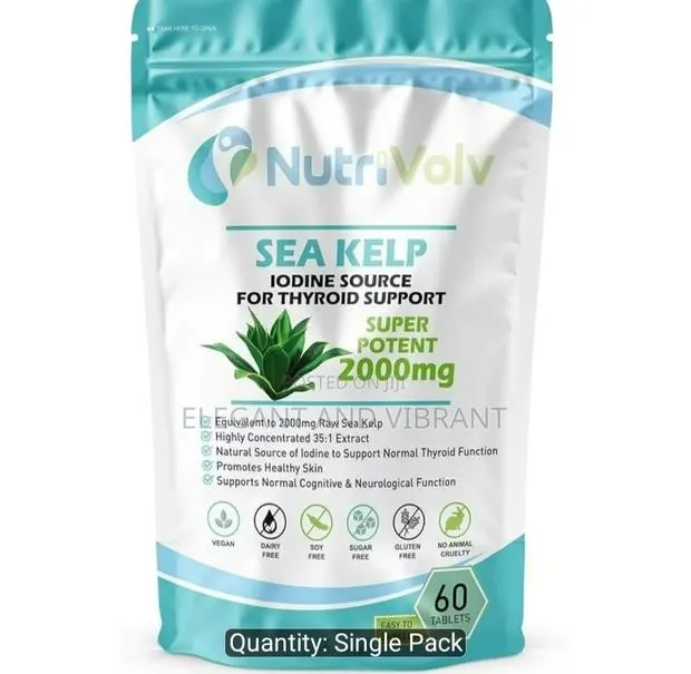 Sea Kelp Iodine Source for Thyroid Support,Super Potent 2000mg 60 Tabs · Photo 1