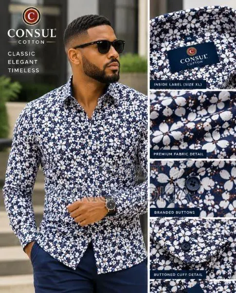 Consul Men's Classic Long Sleeve Shirt Floral Print · Photo 1