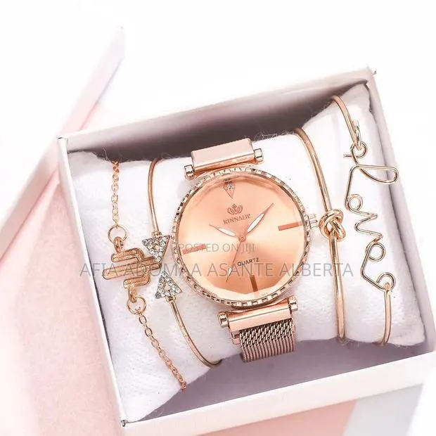 5 Pieces Rhinestone Jewelry Set (1 Watch, 4 Bracelet) · Photo 1