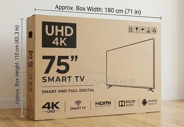Brand New 75 Inch 4K Ultra HD Android Smart TV · Photo 1