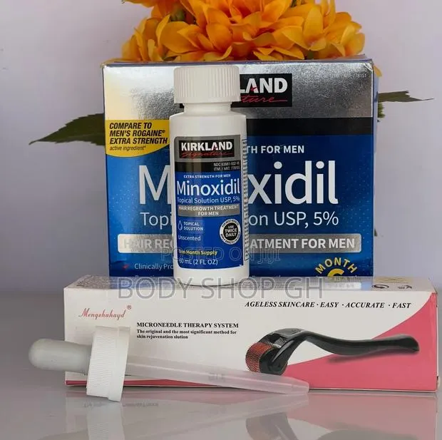 Undiluted Kirkland Minoxidil + Derma Roller for Hair and Beard Growth. · Photo 1