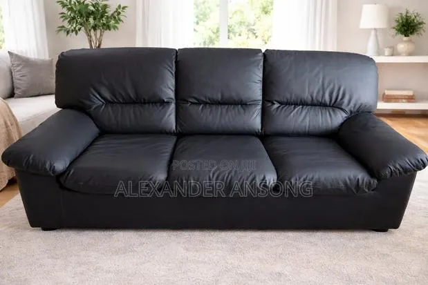 Modern Black Leather 3 2 Single Seater Sofa – Comfortable Stylish · Photo 1