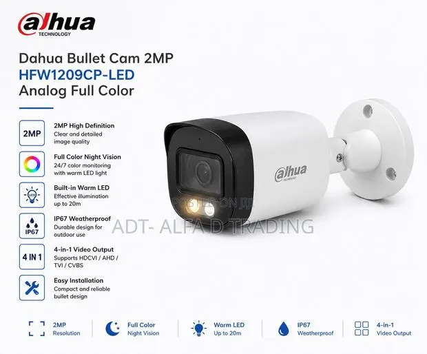 Dahua Bullet Cam 2mp-hfw1209cp-led Analog Full Color · Photo 1
