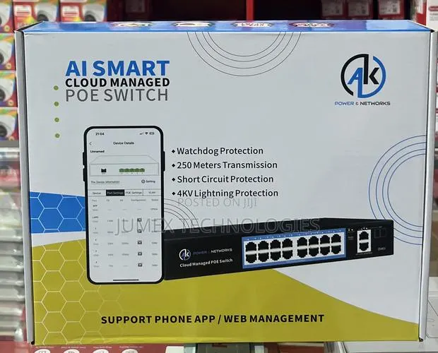16port Ai Smart Cloud Managed Poe Switch Ak Powrr Network · Photo 1