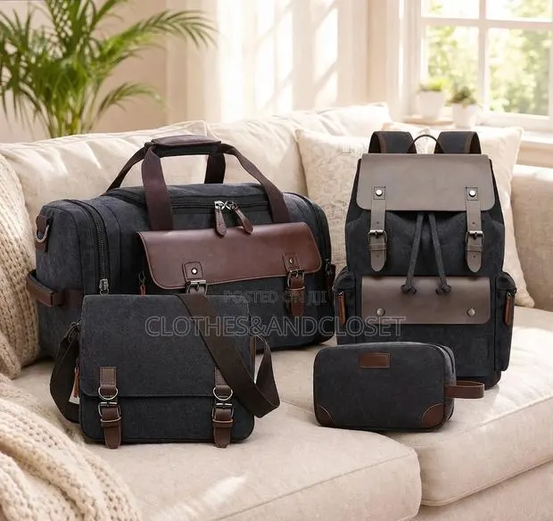 4-Piece Vintage Canvas Travel Bag Set · Photo 1