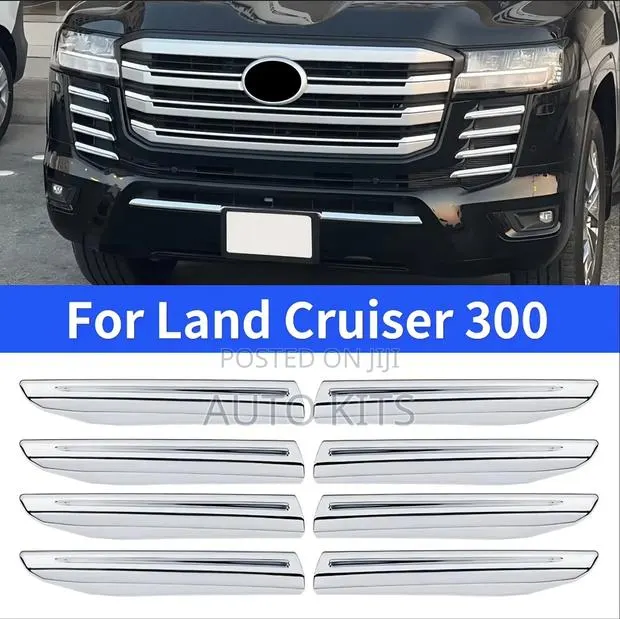 Toyota Landcruiser 300 Chrome Strips for Front Bumper Side Grills · Photo 1