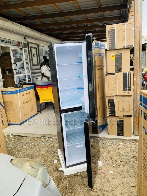 Quality Sleek Double Door Black Mirror Fridge Nasco NASD2-24fl. · Photo 1