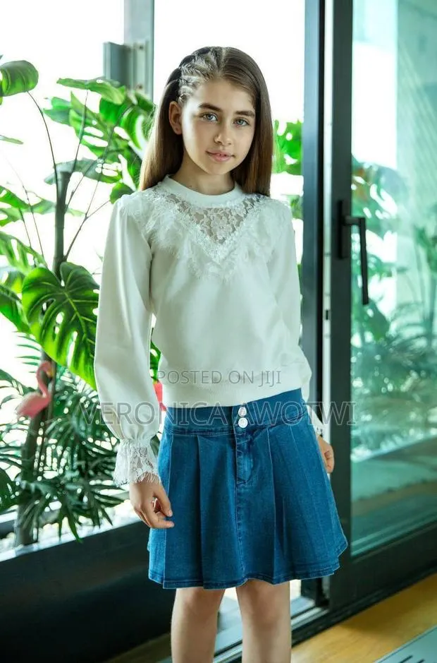 Quality Long Sleeve Blouse With Jeans Skirt · Photo 1