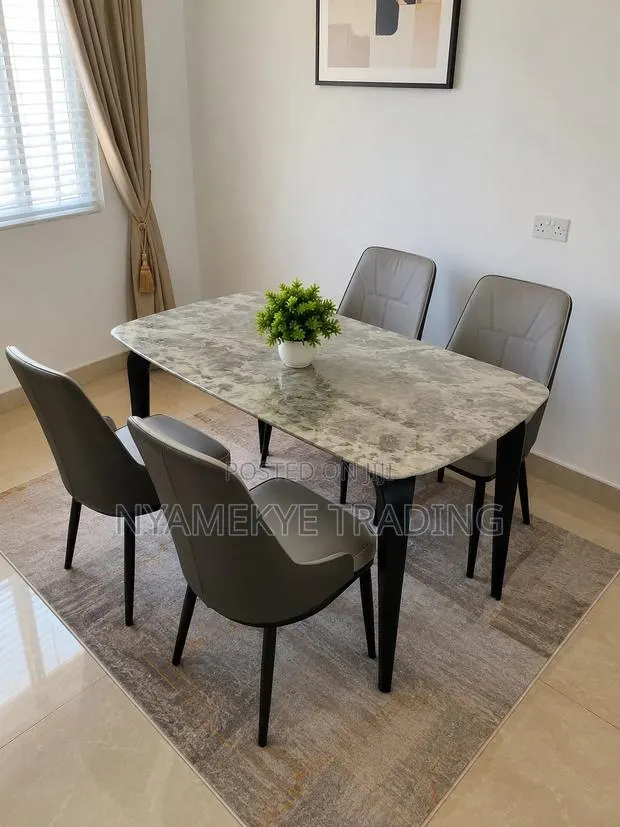 4-Seater Faux Marble Dining Set · Photo 1