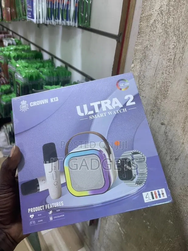 Crown Ultra 2 Smart Watch Combo| + Karaoke Mic Bluetooth Speaker · Photo 2