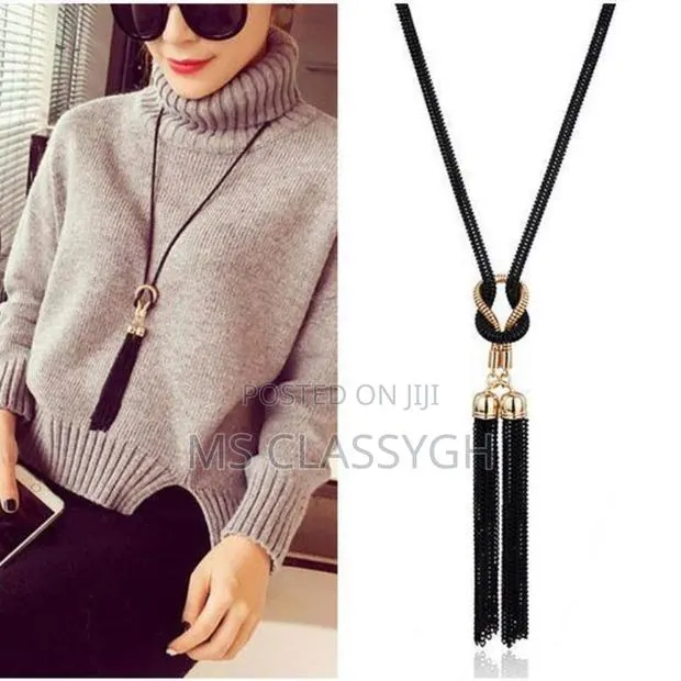 Pendant Necklace Tassel Long Winter Sweater Chain Necklace F · Photo 1