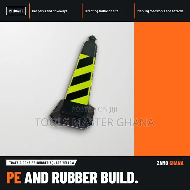 Traffic Cone Pe+Rubber Square Yellow - · Photo 1