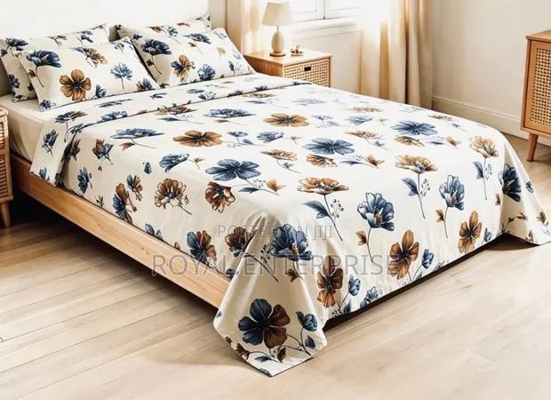 Elegant King Size Flat Sheet Set- 2 Sheets+4 Pillow Cover-Wrinkle Free · Photo 1
