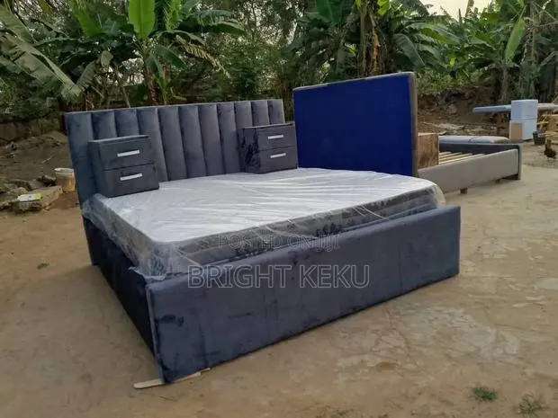Dark Ash Quality Queen Size Bed Frame With Said Draws and Mattress · Photo 1
