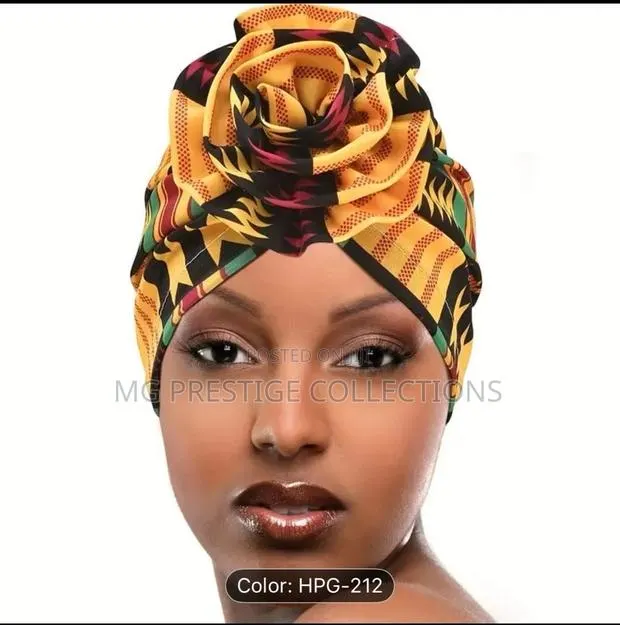 African Kente Print Flower Knot Turban Headwrap · Photo 1
