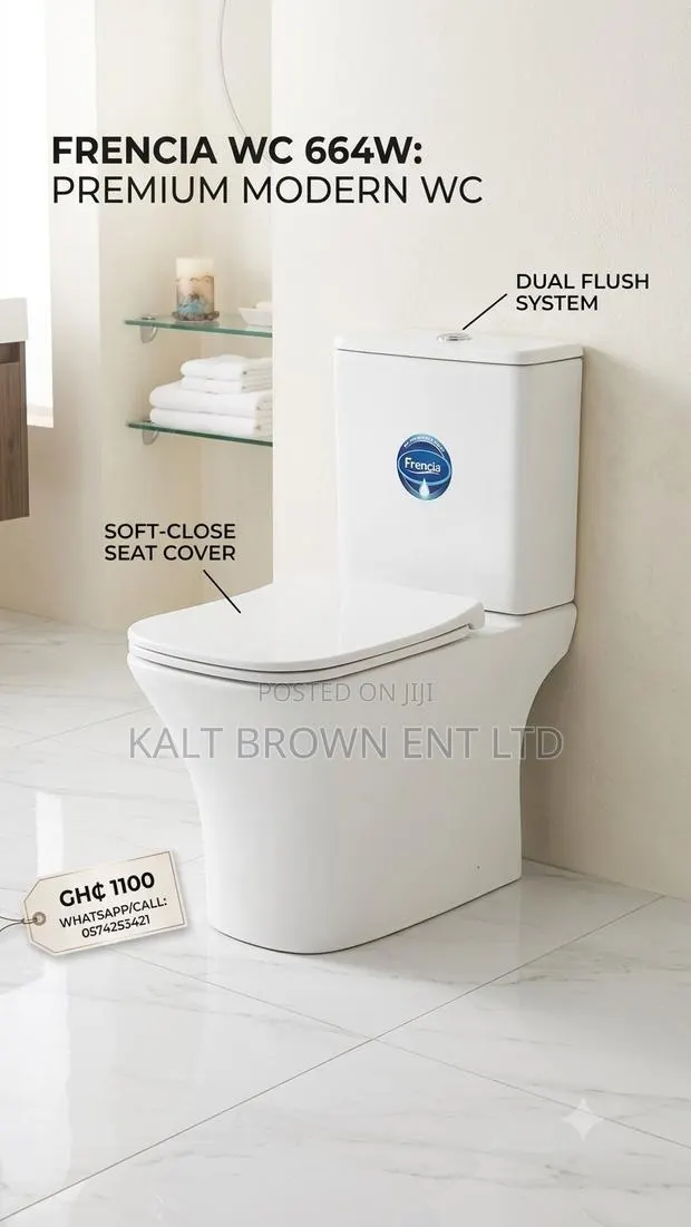 Frencia Standard Close Coupled Toilet (WC 664W) - Brand New · Photo 1