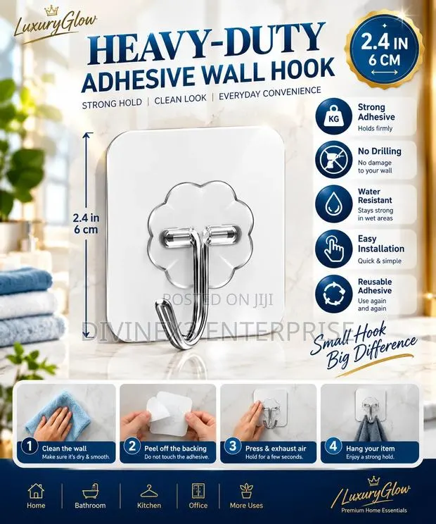 Heavy-Duty Adhesive Wall Hook(2pcs) · Photo 1
