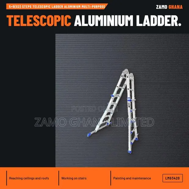 5+5(X2) Steps Telescopic Ladder Aluminium Multi-Purpose - LMG3420 · Photo 1