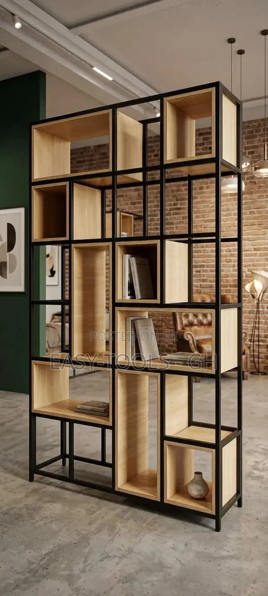 LIBRARY SHELVES _BW1 Metalic Frame and Wooden Layers .