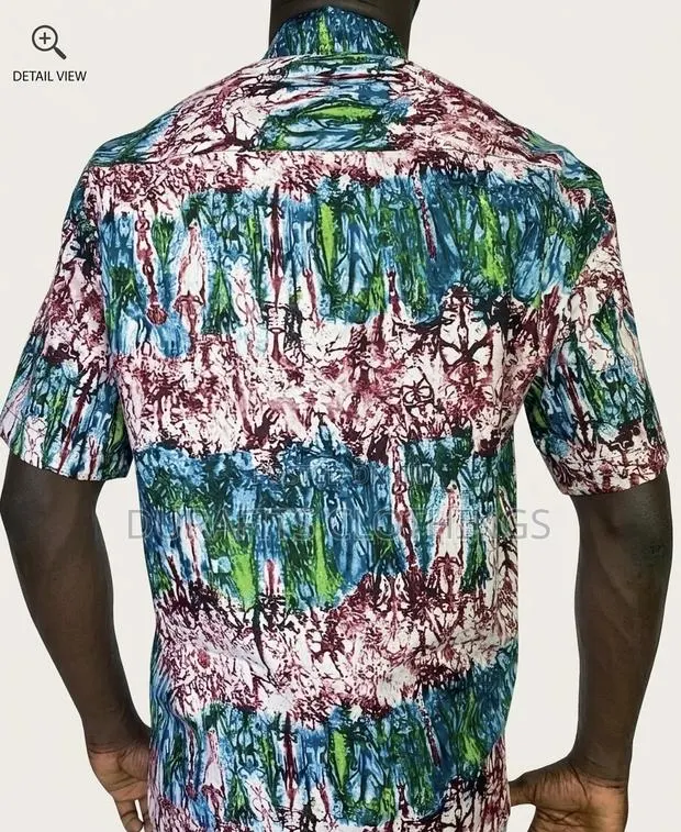 Men’S Vibrant Abstract African Print Short Sleeve Shirt · Photo 3