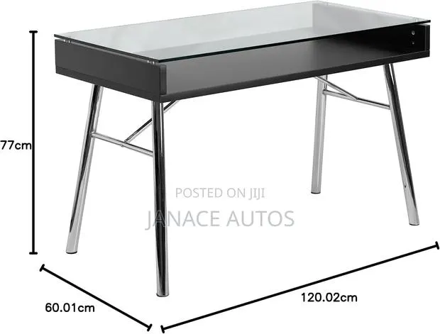 Bretford Desk, Metal, Clear Glass Top/Chrome Frame · Photo 1