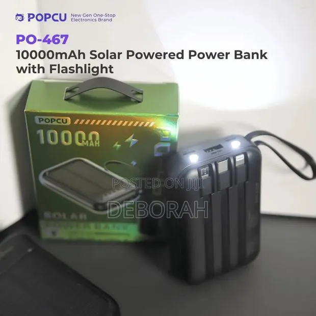 10000mAh Solar Powered Power Bank With Flashlight · Photo 1
