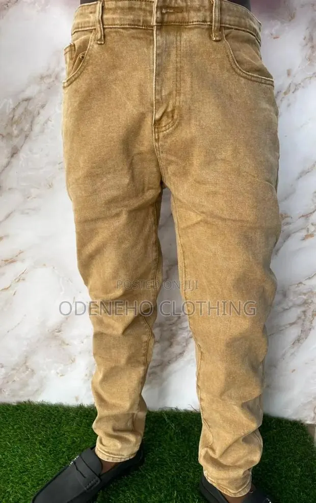 Khaki Coloured Jeans Trousers for Plus Size Men · Photo 1