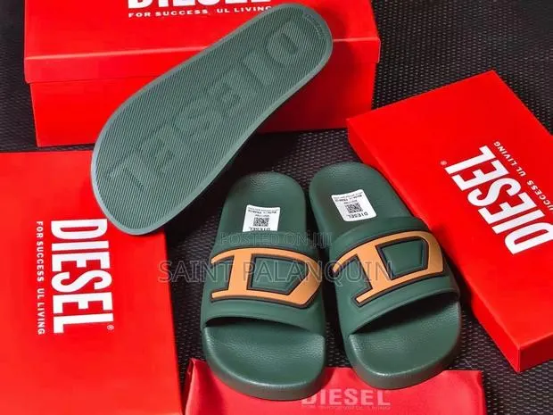 Olive Green Diesel Slide Sandals · Photo 1