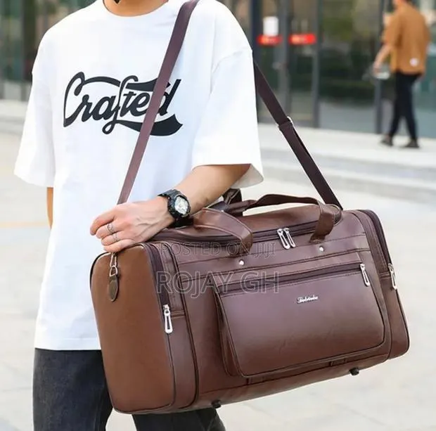 Leather Duffel Travel Bag - BROWN · Photo 3