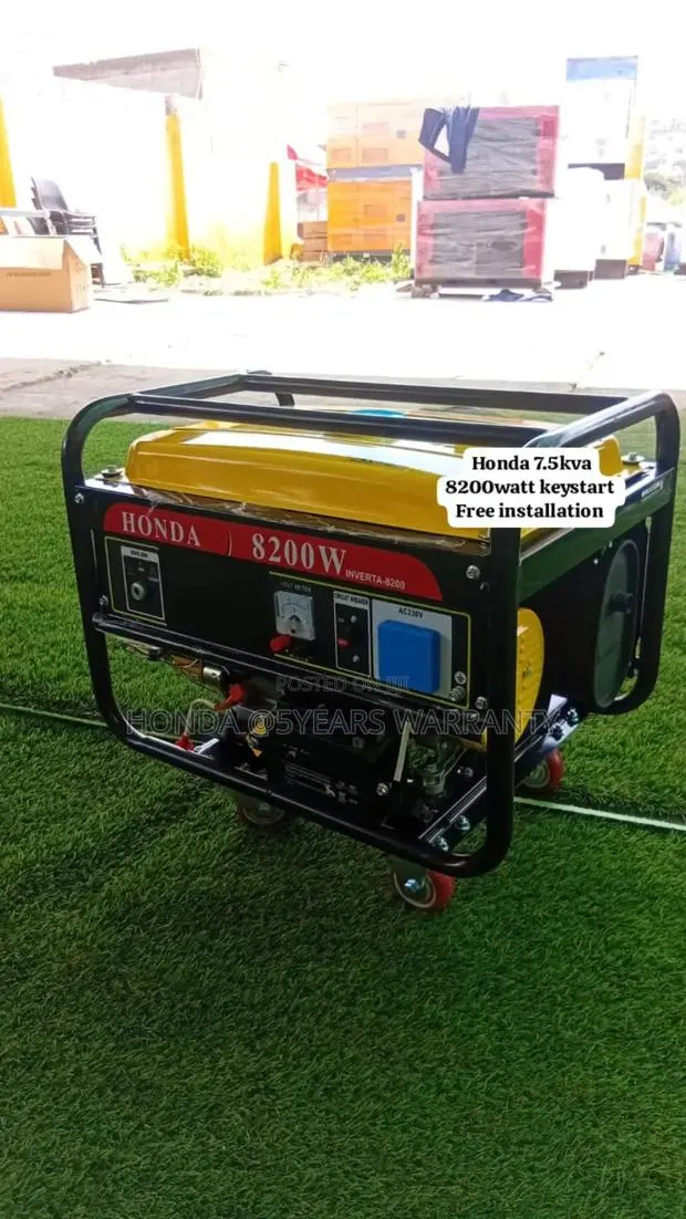 Yellow Honda Generator 7.5kva 8200watt Petrol 7.5kva 8200wat · Photo 1