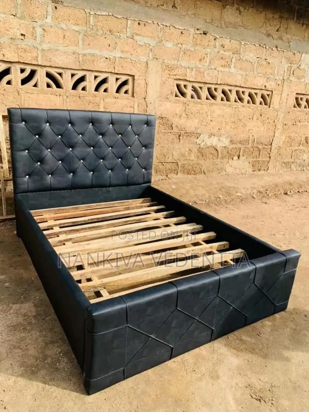 Double Black Leather Bedframe · Photo 1