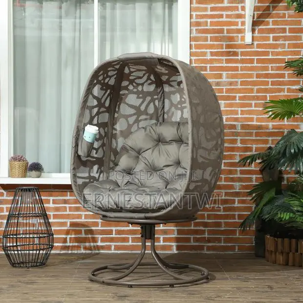 Outsunny Swivel Egg Chair With Cushions, Foldable Basket Seat From Uk · Photo 1