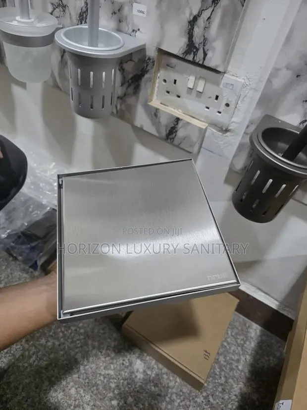 Stainless Steel Invisible Square Tile Insert 20×20 Floor Drain · Photo 1