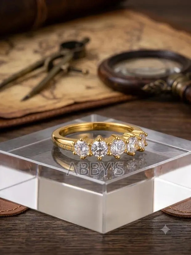 Amira Five Stone Gold Plated Sainless Steel Ring · Photo 1