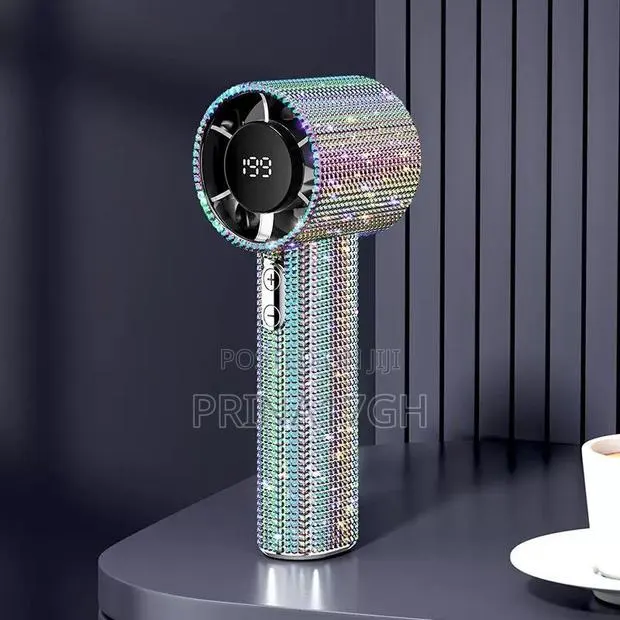 Luxury Rhinestone Handheld Rechargeable Fan · Photo 1
