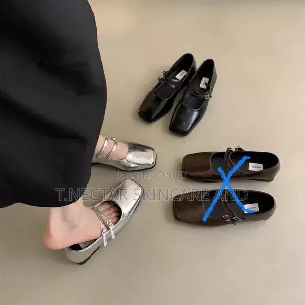 Silver Strappy Square-Toe Flats · Photo 1