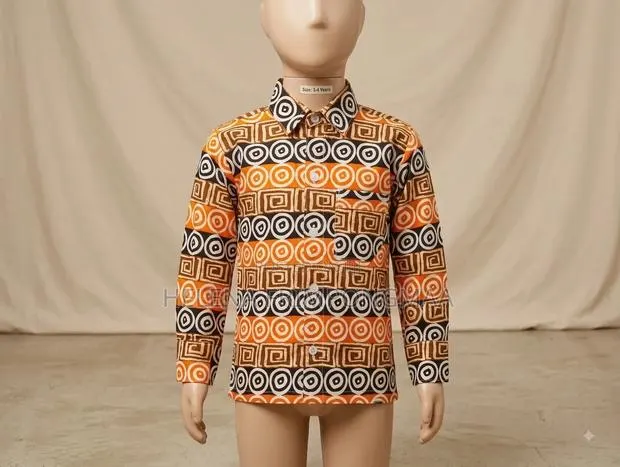 African Print Long Sleeve Boys' Shirt · Photo 1