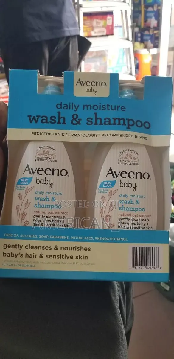 Aveeno Baby Daily Moisture Wash and Shampoo, 2 Pack, 532ml · Photo 1