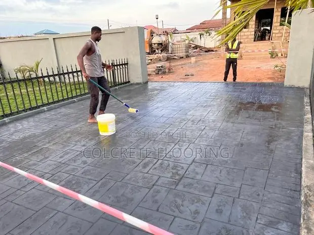 Black Ashlar Slate Stamped Concrete #0006